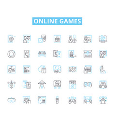 Online Games Linear Icons Set Gaming Multiplayer