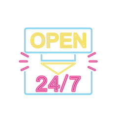 24 7 Open Neon Sign Icon Colorful Design