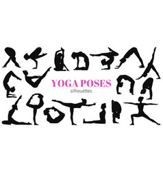 Set Of Female Silhouettes Doing Yoga And Fitness