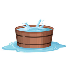 Wooden Bucket With Water Splash