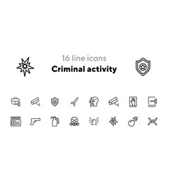 Criminal Activity Line Icon Set