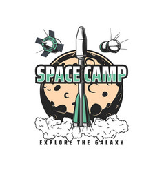 Space Camp Icon Of Rocket Planet Satellites