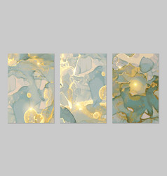 Teal And Gold Marble Abstract Backgrounds Set