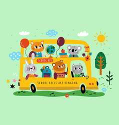 School Bus With Animals Two Storey Kids Transport