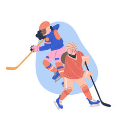 Teenager Girls Playing Ice Hockey Game