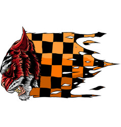 Tiger Head With Race Flag