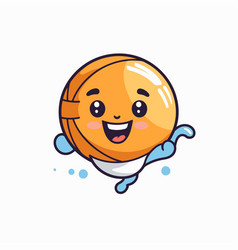 Cute Basketball Ball Cartoon Character On A White