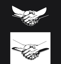 Silhouette Hand Shake Black Outline