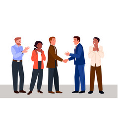 Business Team Applauding To Handshake Of Office