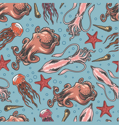 Marine Life Colorful Seamless Pattern