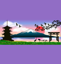 Mount Fuji At Sunset Japanese Landscape