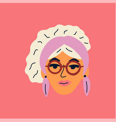 Portrait Blonde Woman With Hairband And Glasses