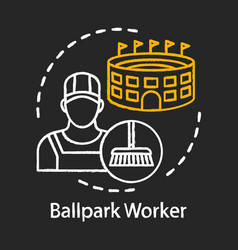 Ballpark Worker Chalk Icon Field Stadium Staff