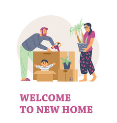 Banner Or Card Welcoming People To New Home Flat