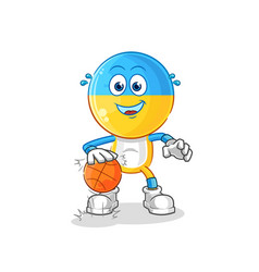 Ukraine Flag Head Dribble Basketball Character