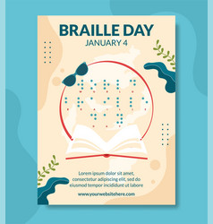 World Braille Day Poster Flat Cartoon Hand Drawn