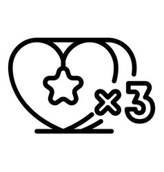 Triple Heart Loyalty Icon Outline Style