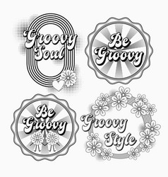 Circular Retro Labels With Text Chamomile Flowers