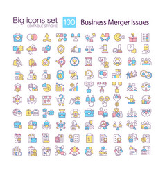 Company Merger Rgb Color Icons Set