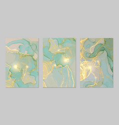 Emerald Grey Gold Marble Abstract Backgrounds Set