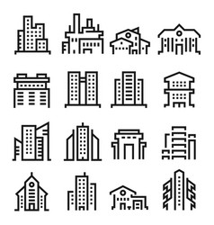 Simple City Buildings Line Icons