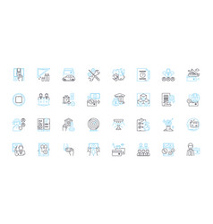 Working Environment Design Linear Icons Set