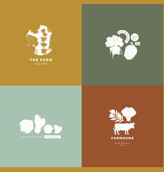 Farm Elements Logo Collection Silhouette Linocut