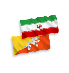 Flags Of Kingdom Of Bhutan And Iran On A White