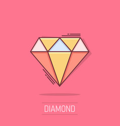 Cartoon Diamond Jewel Gem Icon In Comic Style