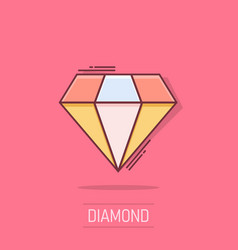 Cartoon Diamond Jewel Gem Icon In Comic Style