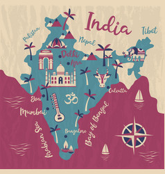 India Map Flat Elephant Cow