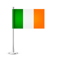 Realistic Irish Table Flag On A Chrome Steel Pole