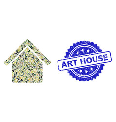 Scratched Art House Stamp And Military Camouflage