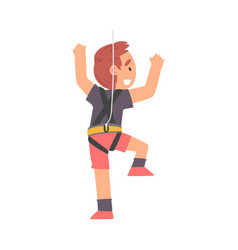 Boy Rock Climber Character Cute Cheerful Kid