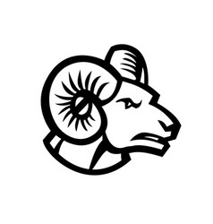 Head Bighorn Sheep Ram Side View Mascot Retro