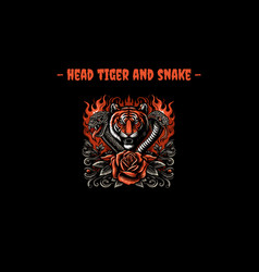 Head Tiger And Snake Tattoo Design