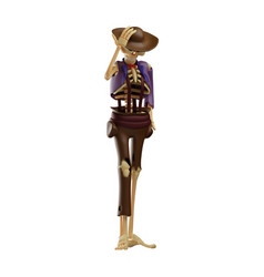 Skull Cowboy 3d Character Wearing A Fancy H