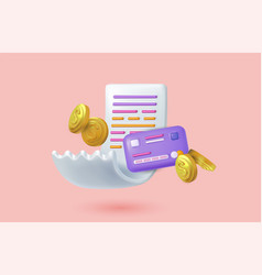 3d Bill Icon Finance Shop Invoice Credit Card