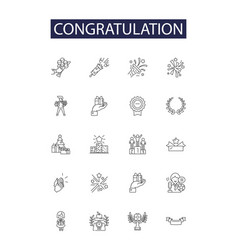 Congratulation Line Icons And Signs