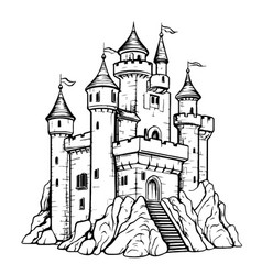 Castle Retro Sketch Hand Drawn