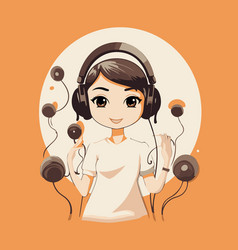 Young Woman Listening To Music With Headphones