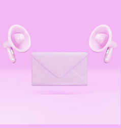 3d Pink Email Icon With Megaphone Unread Mail