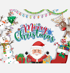 Merry Christmas Lettering Font Logo With Santa