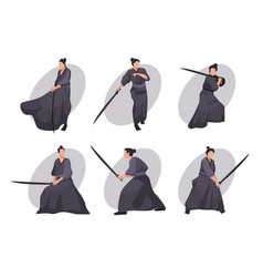 Samurai Cartoon Character Set