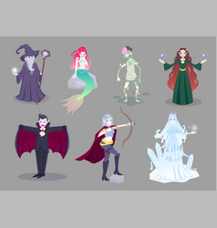 Set Of Cartoon Fantasy Characters For Rpg Game