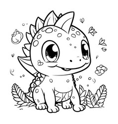 Coloring Page Outline Of Cute Triceratops Dinosaur