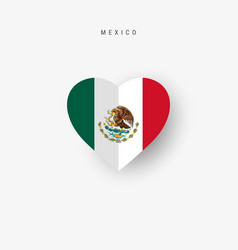 Mexico Heart Shaped Flag Origami Paper Cut