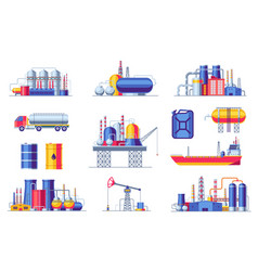 Oil Extraction And Production Icons Fuel Gas