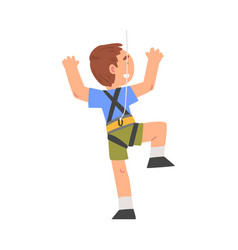 Smiling Boy Rock Climber Character Funny Kid