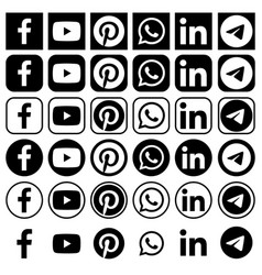 Black Social Media Icons In Different Forms